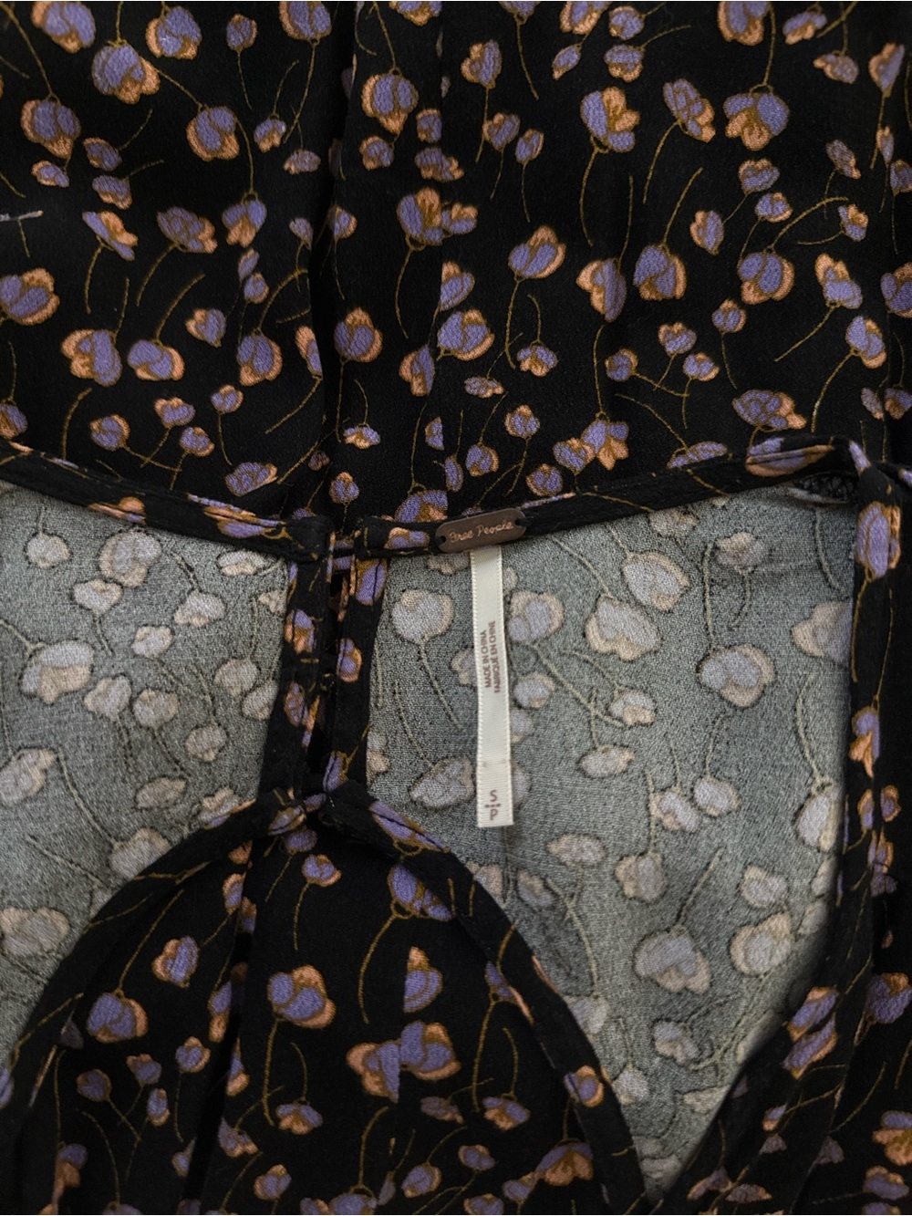 Free People black floral smocked dress in size Small 🖤💜🧡 - Picture 4 of 4